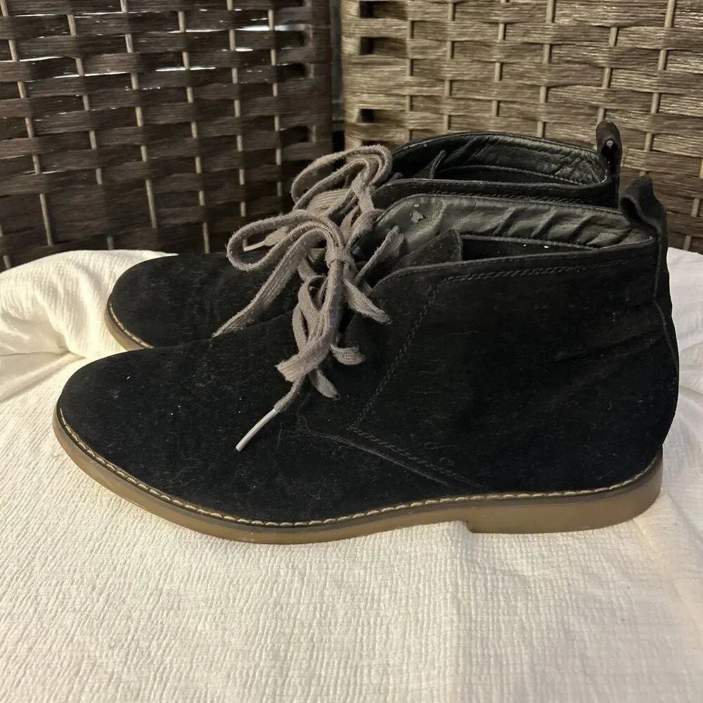 Franco Vanucci Men's Faux-Suede Leather Chukka Boot Black (Size 9.5)